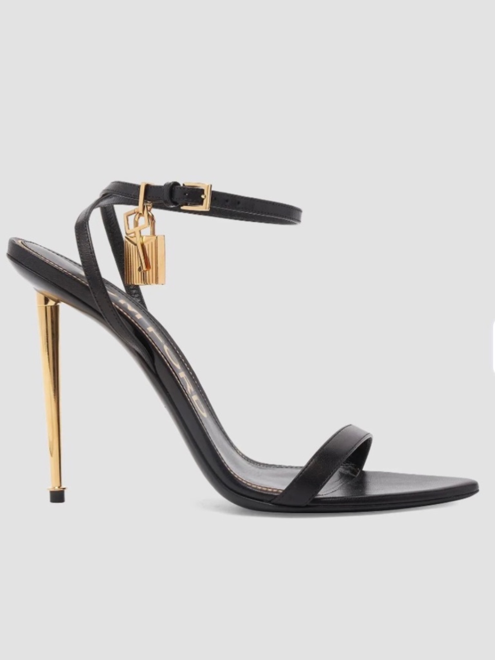 TOM FORD Padlock 105MM Leather Point-Toe Ankle-Strap Sandals 8.5